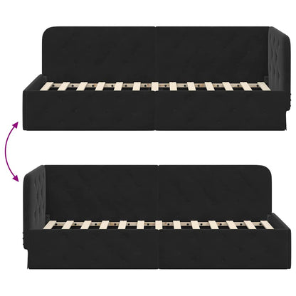 vidaXL Eckbettgestell mit Kopfteil Schwarz 80 x 200 cm Samt