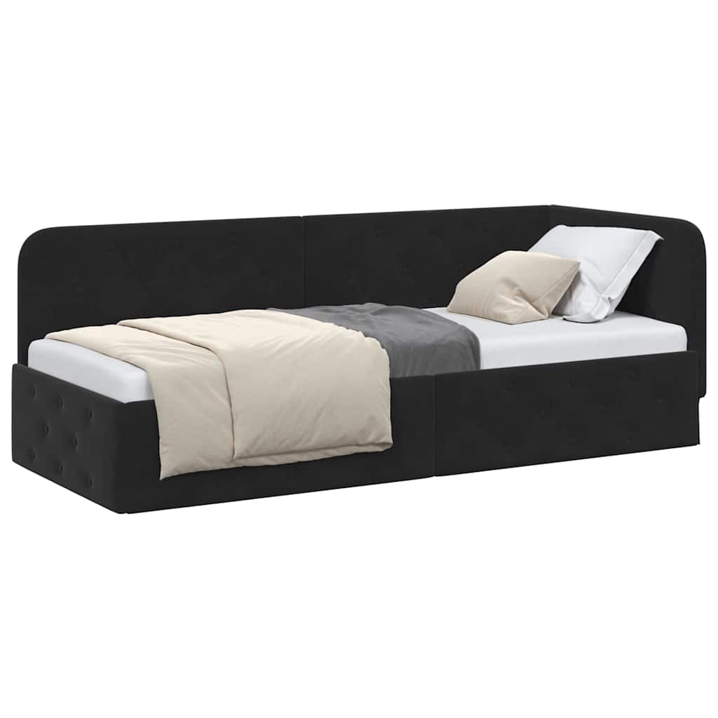 vidaXL Eckbettgestell mit Kopfteil Schwarz 80 x 200 cm Samt