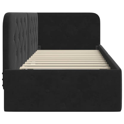 vidaXL Eckbettgestell mit Kopfteil Schwarz 80 x 200 cm Samt