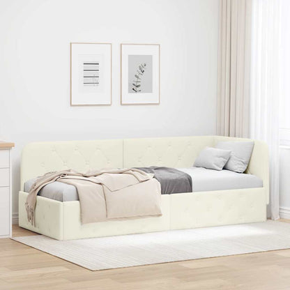 vidaXL Eckbettgestell mit Kopfteil Creme 80 x 200 cm Samt
