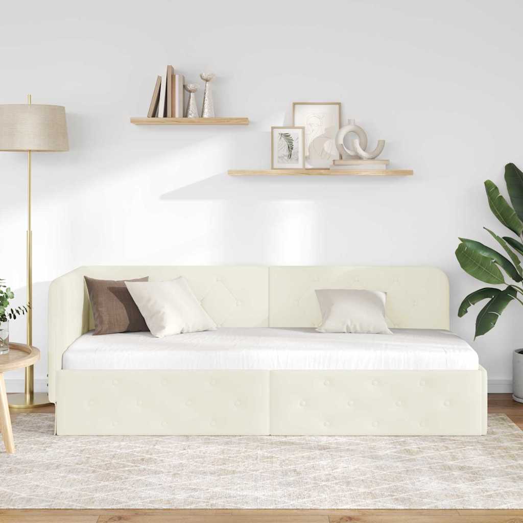 vidaXL Eckbettgestell mit Kopfteil Creme 80 x 200 cm Samt