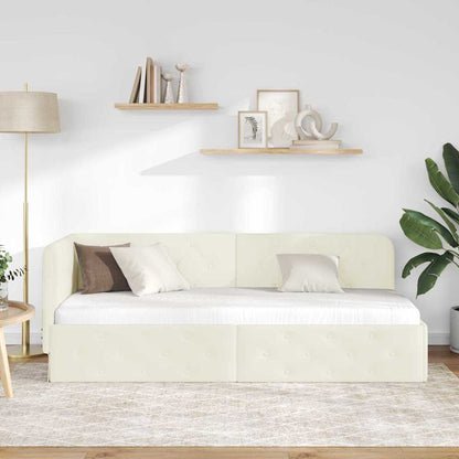 vidaXL Eckbettgestell mit Kopfteil Creme 80 x 200 cm Samt