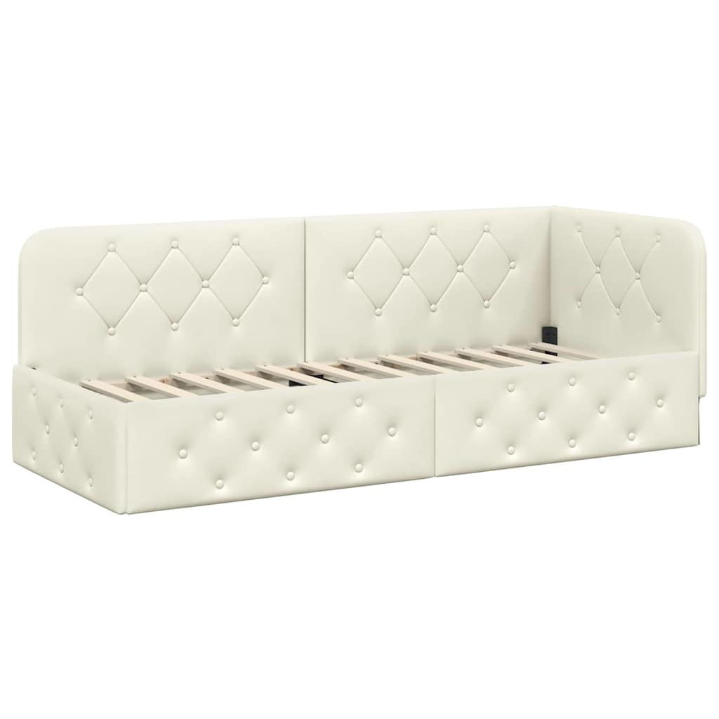 vidaXL Eckbettgestell mit Kopfteil Creme 80 x 200 cm Samt