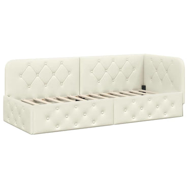 vidaXL Eckbettgestell mit Kopfteil Creme 80 x 200 cm Samt