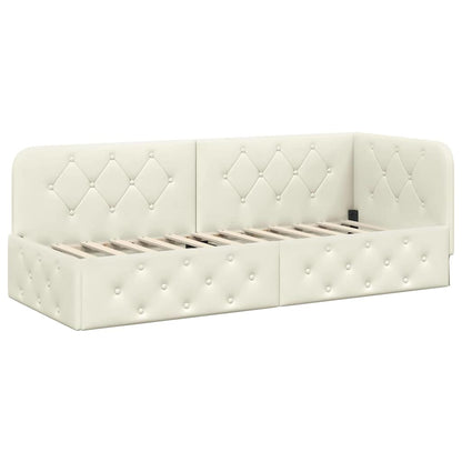 vidaXL Eckbettgestell mit Kopfteil Creme 80 x 200 cm Samt