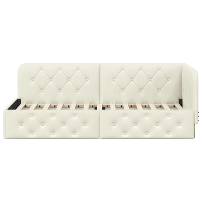 vidaXL Eckbettgestell mit Kopfteil Creme 80 x 200 cm Samt