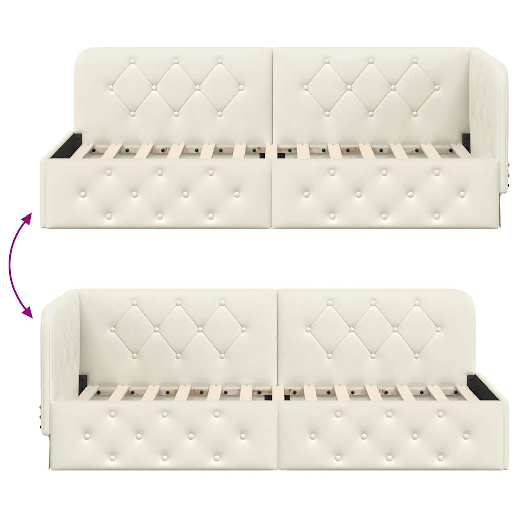 vidaXL Eckbettgestell mit Kopfteil Creme 80 x 200 cm Samt