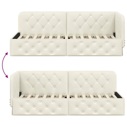 vidaXL Eckbettgestell mit Kopfteil Creme 80 x 200 cm Samt