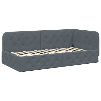 vidaXL Eckbettgestell mit Kopfteil Dunkelgrau 90 x 190 cm Samt