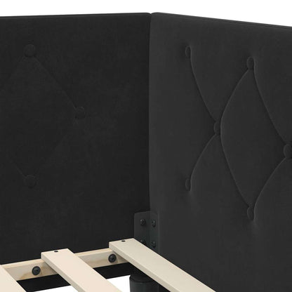 vidaXL Eckbettgestell mit Kopfteil Schwarz 90 x 190 cm Samt