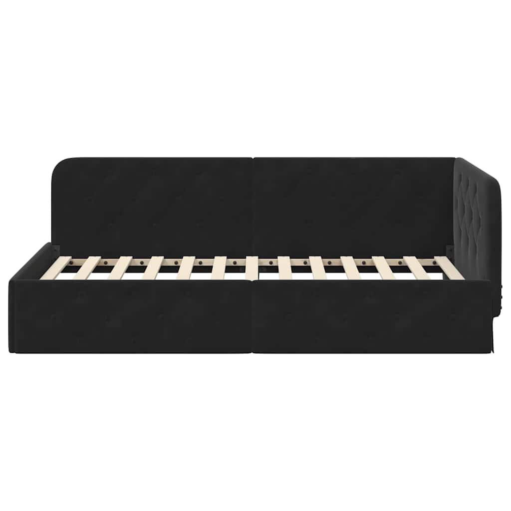 vidaXL Eckbettgestell mit Kopfteil Schwarz 90 x 190 cm Samt