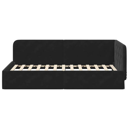 vidaXL Eckbettgestell mit Kopfteil Schwarz 90 x 190 cm Samt
