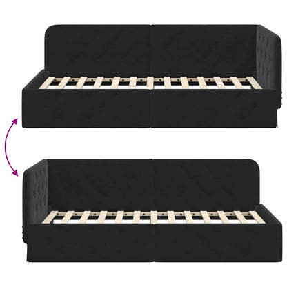 vidaXL Eckbettgestell mit Kopfteil Schwarz 90 x 190 cm Samt