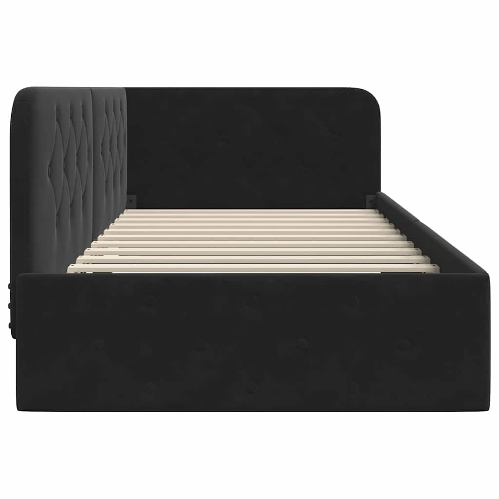 vidaXL Eckbettgestell mit Kopfteil Schwarz 90 x 190 cm Samt