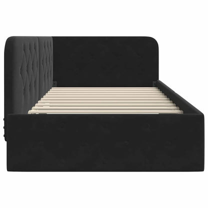 vidaXL Eckbettgestell mit Kopfteil Schwarz 90 x 190 cm Samt