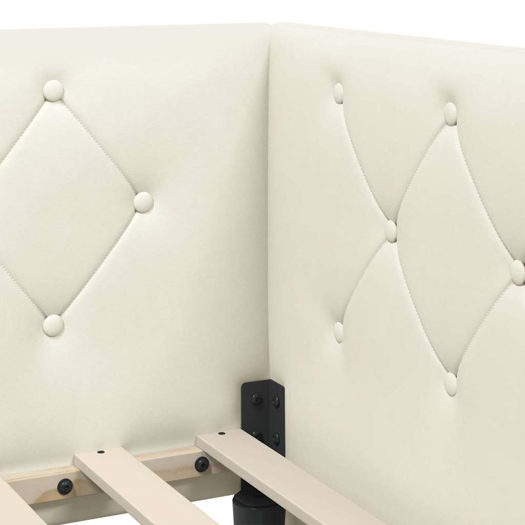 vidaXL Eckbettgestell mit Kopfteil Creme 90 x 190 cm Samt