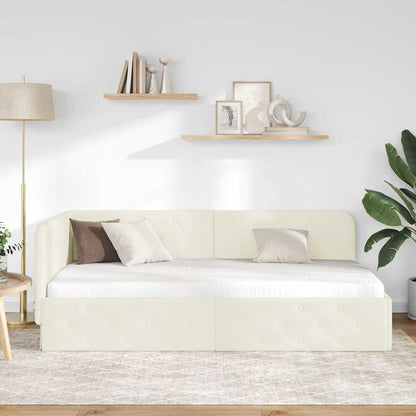 vidaXL Eckbettgestell mit Kopfteil Creme 90 x 190 cm Samt