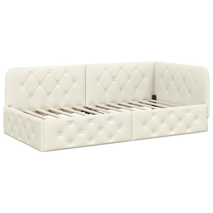 vidaXL Eckbettgestell mit Kopfteil Creme 90 x 190 cm Samt