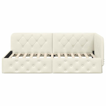 vidaXL Eckbettgestell mit Kopfteil Creme 90 x 190 cm Samt