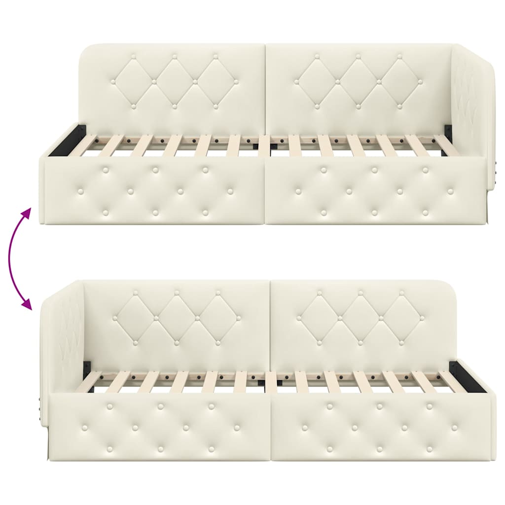vidaXL Eckbettgestell mit Kopfteil Creme 90 x 190 cm Samt