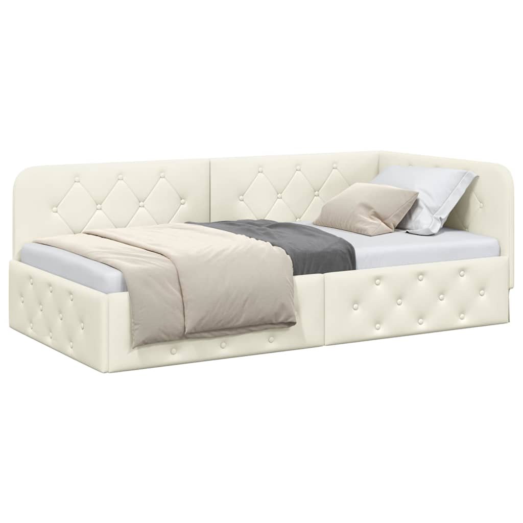 vidaXL Eckbettgestell mit Kopfteil Creme 90 x 190 cm Samt