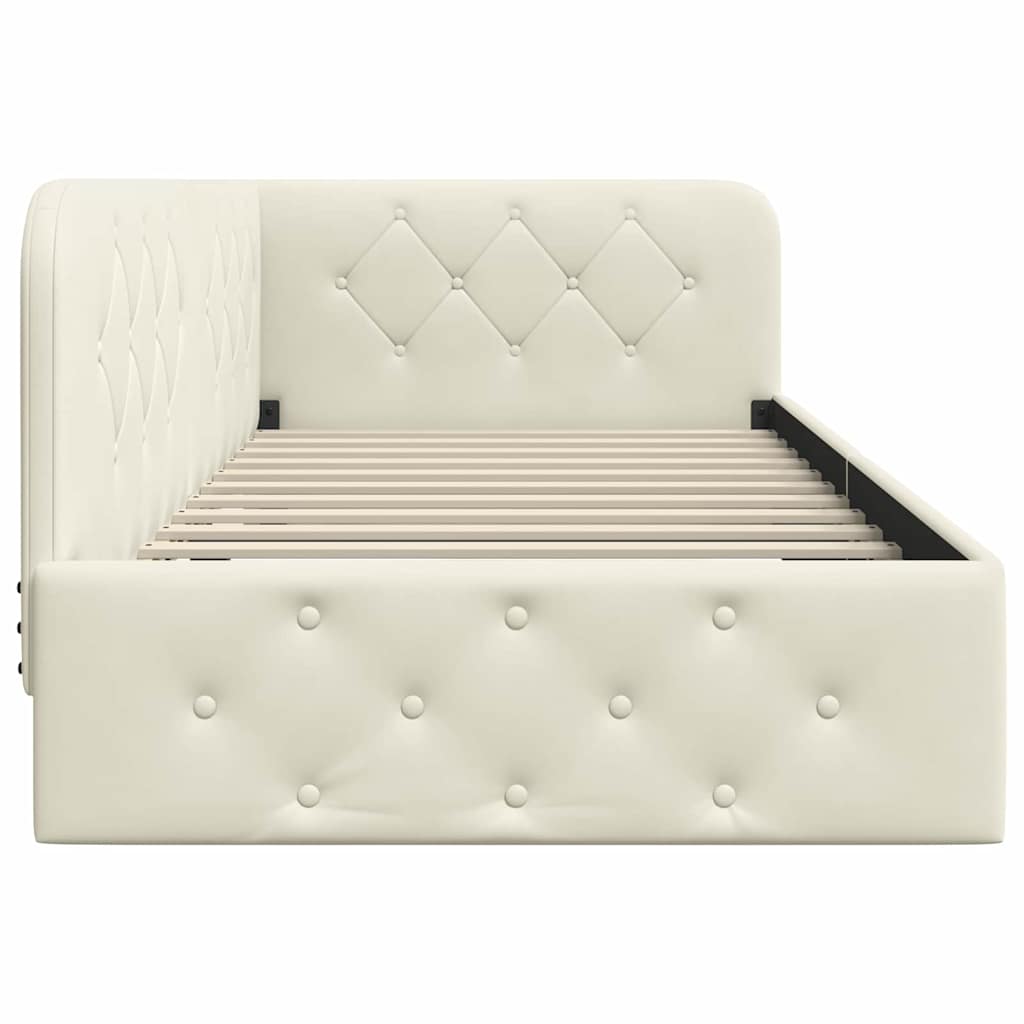 vidaXL Eckbettgestell mit Kopfteil Creme 90 x 190 cm Samt