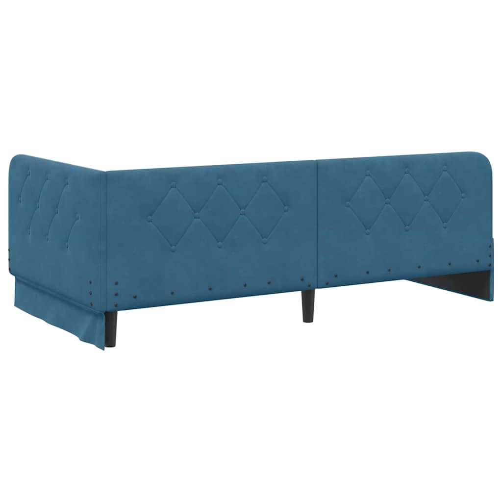 vidaXL Eckbettgestell mit Kopfteil Blau 90 x 200 cm Samt