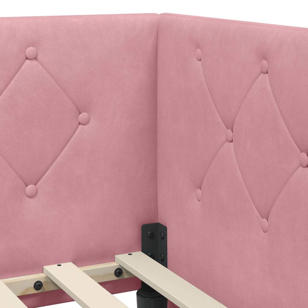 vidaXL Eckbettgestell mit Kopfteil Rosa 90 x 200 cm Samt