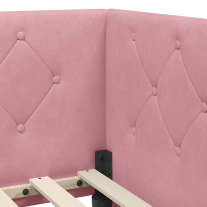 vidaXL Eckbettgestell mit Kopfteil Rosa 90 x 200 cm Samt