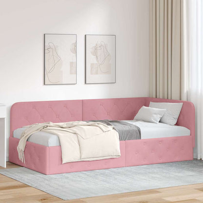 vidaXL Eckbettgestell mit Kopfteil Rosa 90 x 200 cm Samt