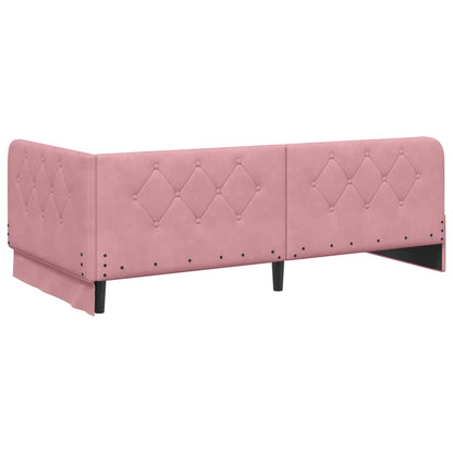 vidaXL Eckbettgestell mit Kopfteil Rosa 90 x 200 cm Samt