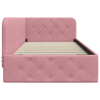 vidaXL Eckbettgestell mit Kopfteil Rosa 90 x 200 cm Samt