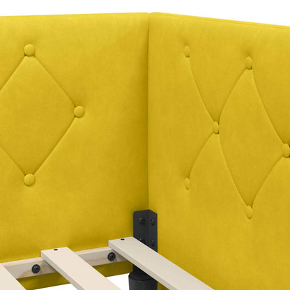 vidaXL Eckbettgestell mit Kopfteil Gelb 90 x 200 cm Samt