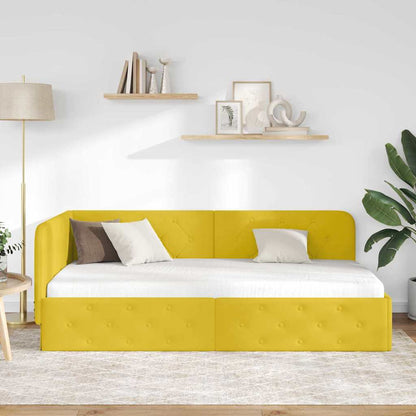 vidaXL Eckbettgestell mit Kopfteil Gelb 90 x 200 cm Samt