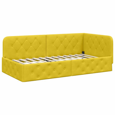 vidaXL Cadre de lit d'angle avec tête de lit jaune 90 x 200 cm velours