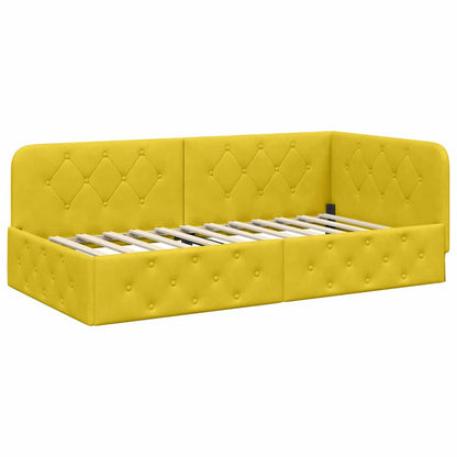 vidaXL Eckbettgestell mit Kopfteil Gelb 90 x 200 cm Samt