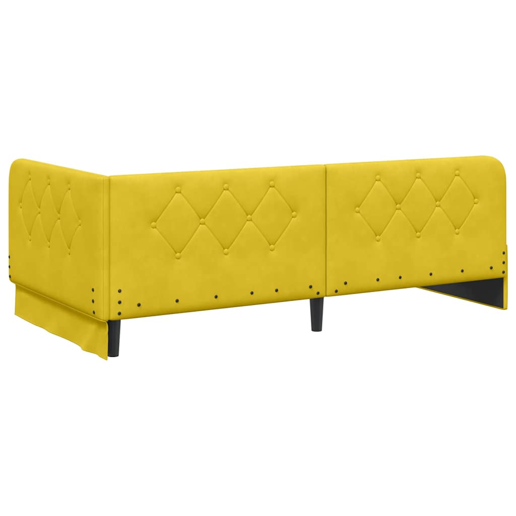vidaXL Eckbettgestell mit Kopfteil Gelb 90 x 200 cm Samt
