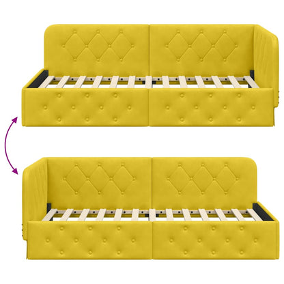 vidaXL Eckbettgestell mit Kopfteil Gelb 90 x 200 cm Samt