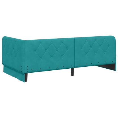 vidaXL Eckbettgestell mit Kopfteil Türkis 90 x 200 cm Samt