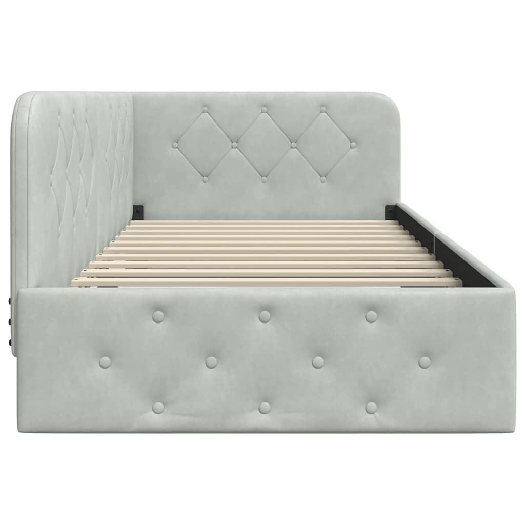 Eckbettgestell Hellgrau 100 x 200 cm Samt