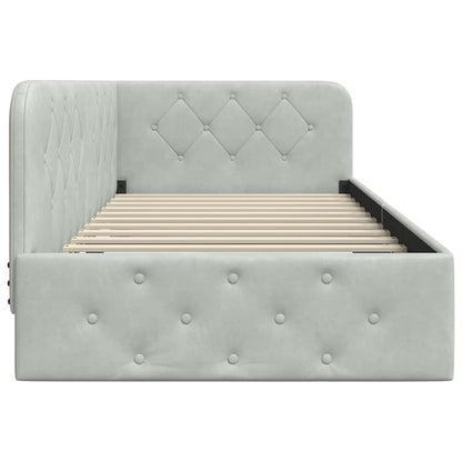 Eckbettgestell Hellgrau 100 x 200 cm Samt