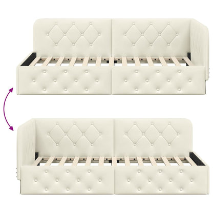 Eckbettgestell Creme 100 x 200 cm Samt