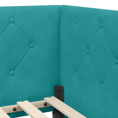 vidaXL Eckbettgestell mit Kopfteil Türkis 100 x 200 cm Samt
