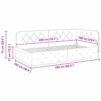 vidaXL Eckbettgestell mit Kopfteil Türkis 100 x 200 cm Samt