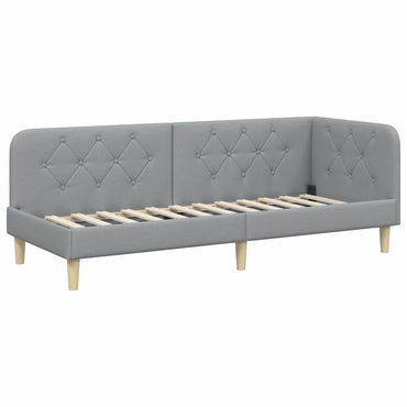 vidaXL Eckbettgestell mit Kopfteil Hellgrau 80 x 200 cm Stoff