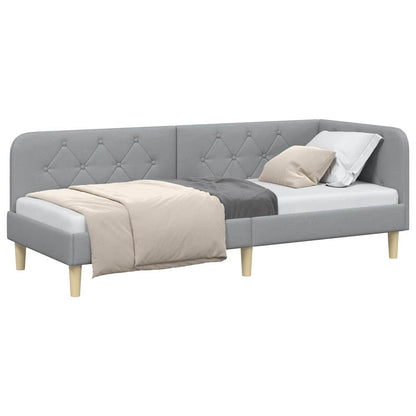 Eckbettgestell Hellgrau 80 x 200 cm Stoff