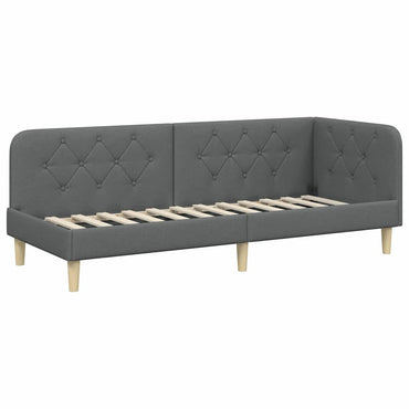 vidaXL Eckbettgestell mit Kopfteil Dunkelgrau 80 x 200 cm Stoff