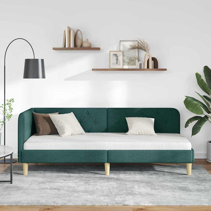 vidaXL Eckbettgestell mit Kopfteil Dunkelgrün 80 x 200 cm Stoff
