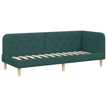 vidaXL Eckbettgestell mit Kopfteil Dunkelgrün 80 x 200 cm Stoff