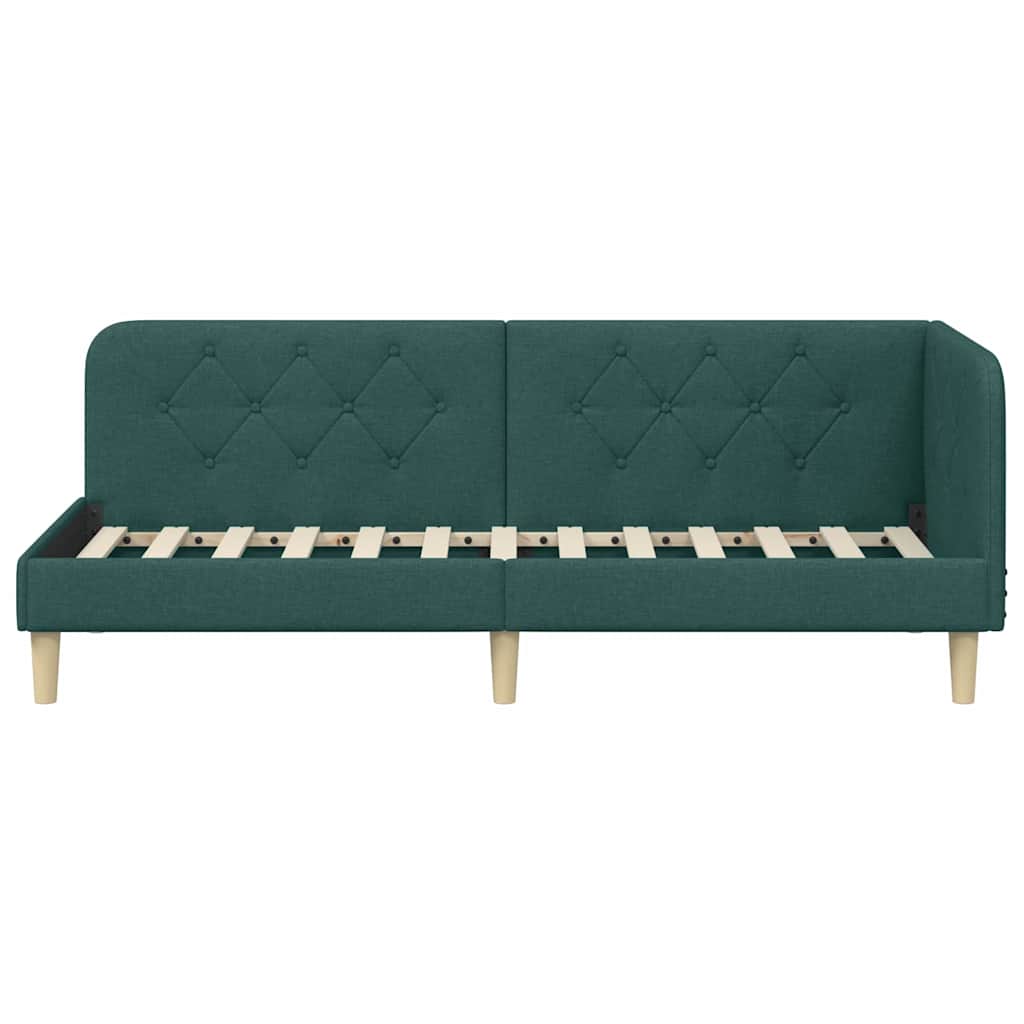 vidaXL Eckbettgestell mit Kopfteil Dunkelgrün 80 x 200 cm Stoff